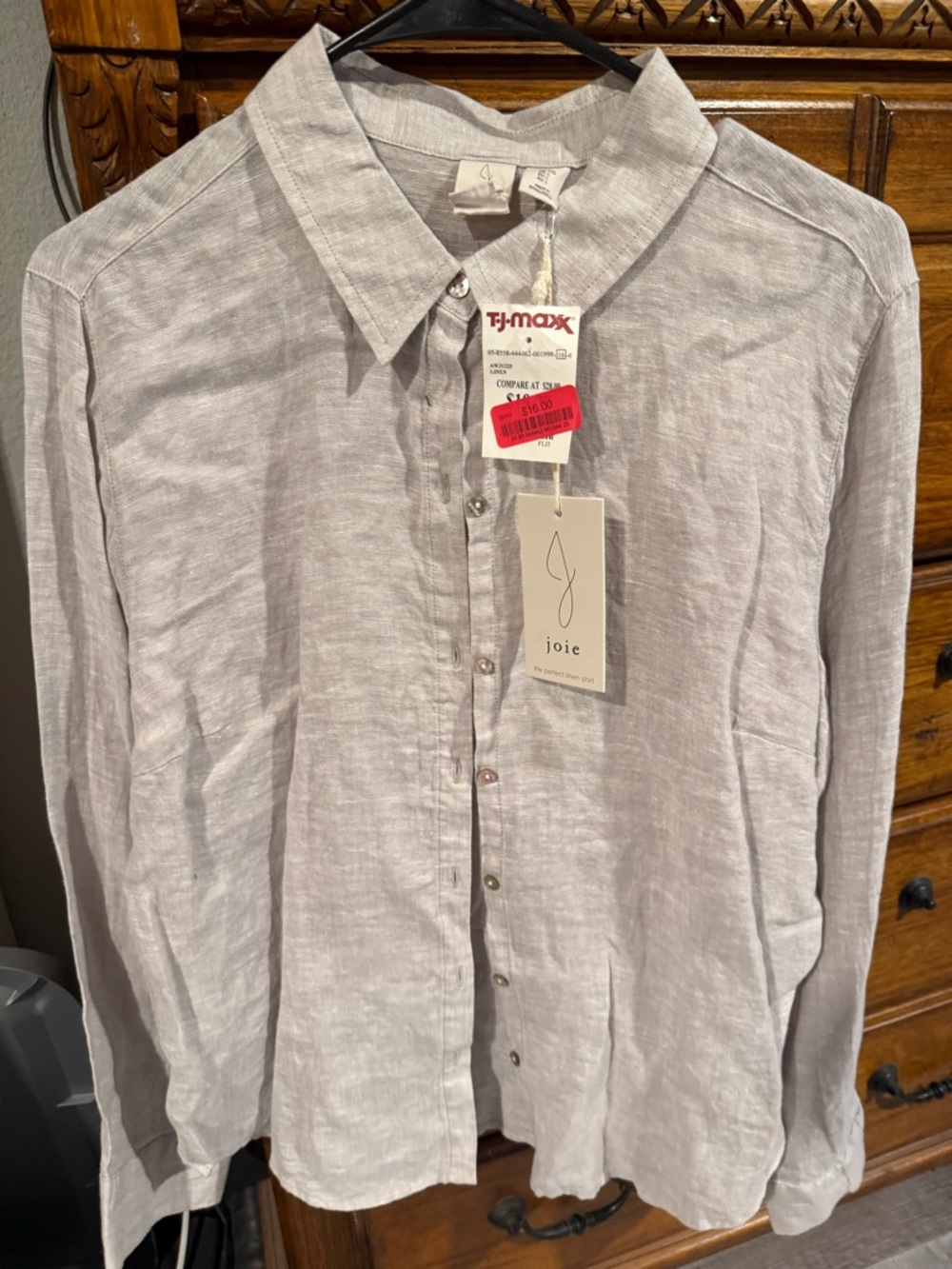 Joie Light Gray Linen Button-Down Women's Shirt